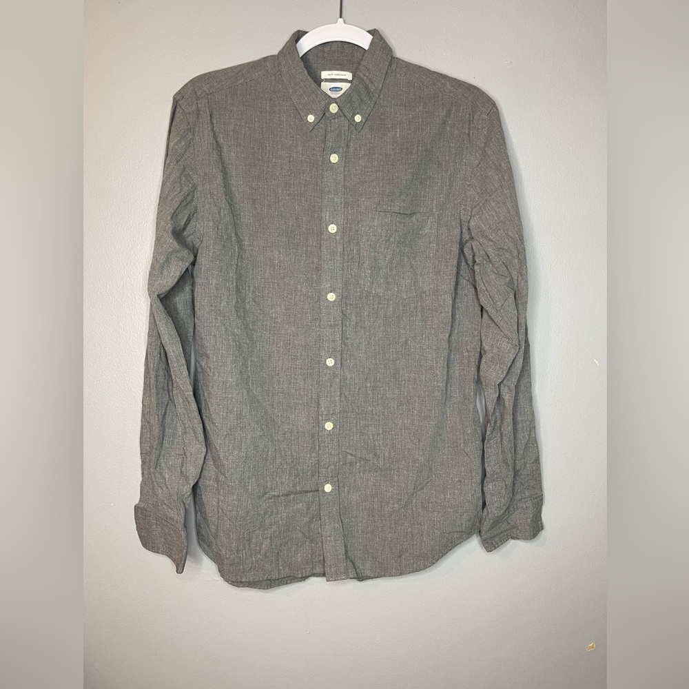Old Navy Men’s Small Gray Slim Fit Button Down Shirt Pocket